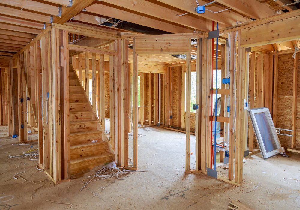 Wooden beam house residential construction home framing